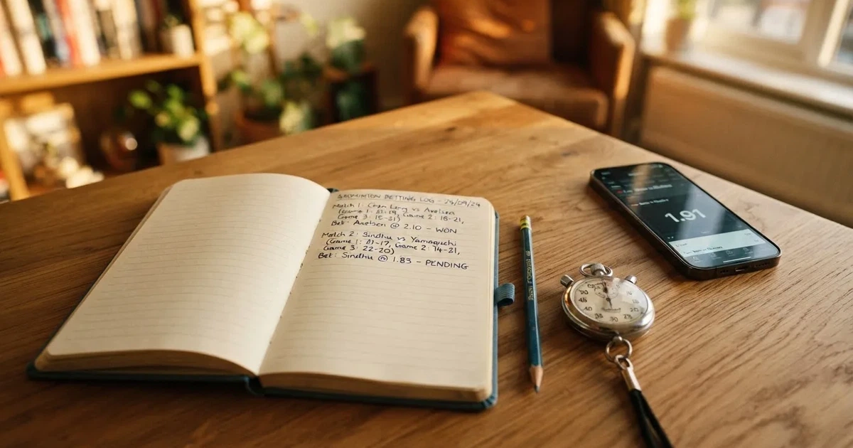 An open notebook with a pencil and a stopwatch on a wooden table